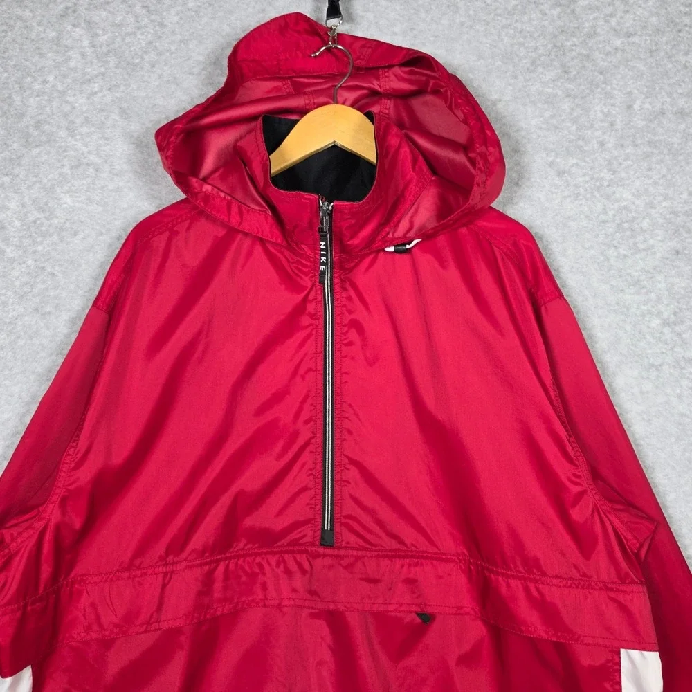 Vintage Nike Jacket Mens XL Red Quarter Zip Windbreaker Loose Vented Mesh Lined